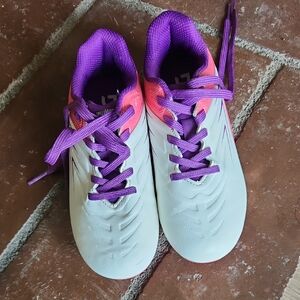 Kids White and Purple Sovcer Cleats